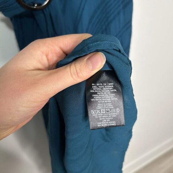 Anthropologie Moulinette Soeurs Dress 6 Midi Textured Teal Asymmetrical Hem - Picture 3 of 9